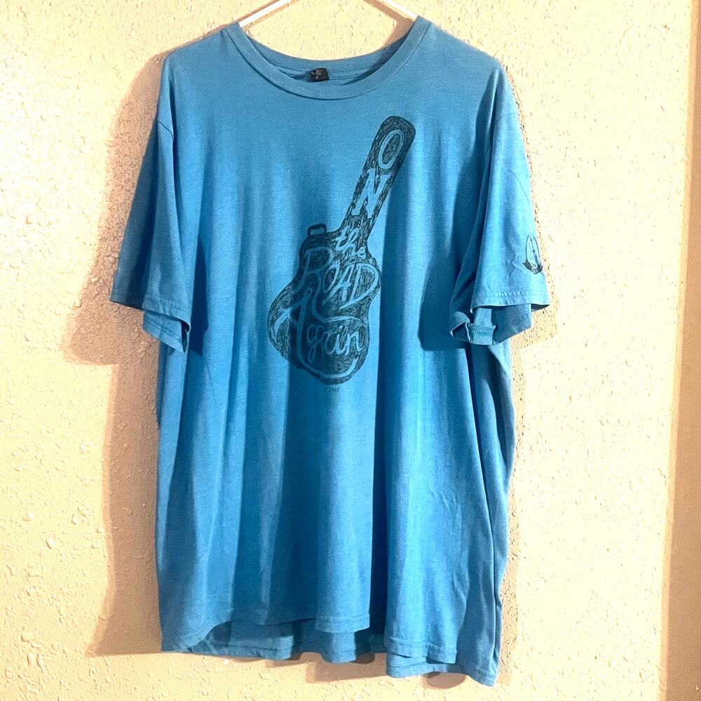Very Important Tee Unisex XXL Blue "On The Road Again" with Guitar road trip